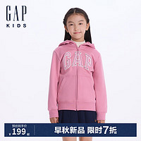 Gap【大小童同款】男女童2024初秋logo连帽卫衣活力儿童装646082 粉色 150cm(12-13岁)亚洲尺码