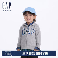 Gap【大小童同款】男女童2024初秋logo连帽卫衣活力儿童装646082 灰色 160cm(14-15岁)亚洲尺码