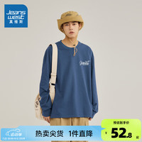 真维斯2024年秋季新款男士220G纯棉长T恤时尚印花JR