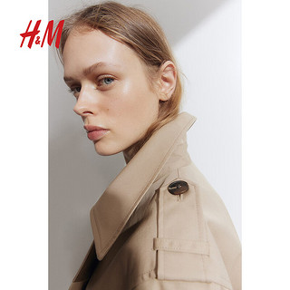 H&M2024秋季女装仿风衣外套1202762 米色 170/104