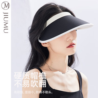 玖慕（JIUMU）防晒帽女士遮阳帽太阳帽空顶帽凉帽夏季户外遮脸防紫外线帽子女 CW121 经典黑