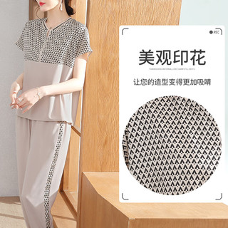 雪夕（XUEXI）装2024夏装休闲运动套装短袖时尚妇女中老年女装衣服 黑色套装 3XL（120-135斤)