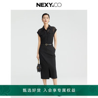 奈蔻【桑蚕丝】商场同款2024年夏季新款黑色无袖连衣裙女 黑色