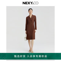 奈蔻 【美利奴细羊毛】双排扣西装领连衣裙