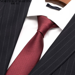 northropmartin诺斯马丁真丝红色领带男士正装商务新郎结婚婚礼手打75