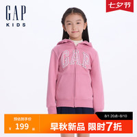 Gap【大小童同款】男女童2024初秋logo连帽卫衣活力儿童装646082 粉色 110cm(4-5岁)亚洲尺码