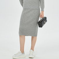 恒源祥秋冬纯羊毛半身裙女气质针织中长款纯色包臀一步女装纯色裙子 旻暮灰 170/96A/L