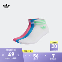adidas经典舒适三条纹短筒及踝袜子男女阿迪达斯官方三叶草 白/脉冲洋红/脉冲蓝