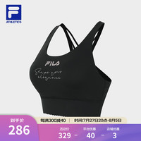 斐乐（FILA）官方女子针织背心夏季新款中强度支撑瑜伽运动文胸 深黑-BK 165/84A/M
