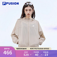 FILA FUSION斐乐梭织防晒衣2024夏时尚休闲外套连帽女上衣男 【女】浅豆泥棕-BG XL