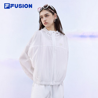 FILA FUSION斐乐梭织防晒衣2024夏时尚休闲外套连帽女上衣男 【女】标准白-WT S