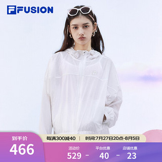 FILA FUSION斐乐梭织防晒衣2024夏时尚休闲外套连帽女上衣男 【女】标准白-WT S