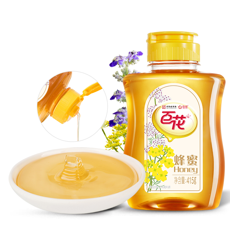 中华老字号百花牌蜂蜜415g/瓶*5天然蜂蜜冲饮冲调挤压式