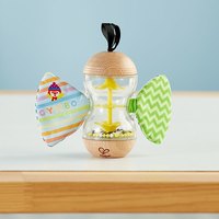 Hape蝴蝶雨声安抚沙漏6个月宝宝摇铃婴幼儿木制男女孩益智力玩具