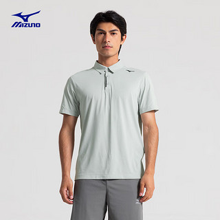 美津浓（MIZUNO）ESSENTIAL系列 24T恤男四面维弹轻商务运动短袖POLO衫 39/赛博绿 3XL