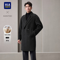 海澜之家(HLA)大衣男24轻商务经典系列纯羊毛外套男冬季 深灰04 175/92A L137~150斤
