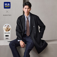 海澜之家(HLA)大衣男24轻商务经典系列纯羊毛外套男冬季 藏青03 190/104A 3XL181~196斤