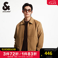 杰克·琼斯（JACK&JONES）男装秋季宽松时尚潮流基础百搭翻领仿麂皮短款外套仿皮夹克男 橡胶棕F09 常规 橡胶棕F09 195/112A/XXXL