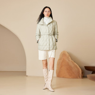 波司登秋季经典商务羽绒服女款90鹅绒显瘦短款保暖外套B40134142 山岚绿4462 155/80A