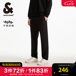 杰克·琼斯（JACK&JONES）秋季男士裤子基础百搭舒适易打理面料直筒长裤纯色休闲裤男 黑色E43 常规 黑色E43 190/96A/XXLR