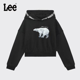 李 Lee儿童卫衣春秋冬女童短款套头帽衫时尚加厚连帽中大童百搭 紫 140cm 身高135-145cm