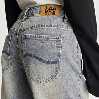 李 Lee24早秋新品411舒适高腰小直脚中浅蓝色女牛仔裤潮LWB100411205 中浅蓝色