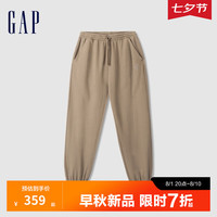 Gap男女装2024初秋新款logo松紧抽绳束口长裤休闲运动卫裤637701