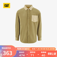 CAT卡特24夏男士拼色设计灯芯绒两贴袋衬衫 卡其 XL