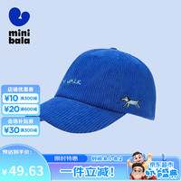 minibala迷你巴拉 巴拉秋季男女童灯芯绒刺绣棒球帽宝宝保暖透气帽子 宝蓝80772 150cm