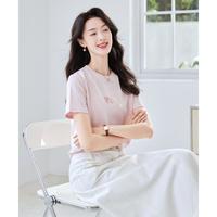 【字母绳绣设计】夏季女式休闲圆领短袖打底内搭体恤衫上衣