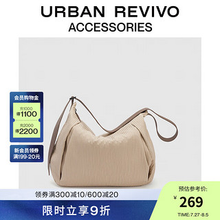 URBAN REVIVO2024秋季男简约轻便大容量斜挎包UAMB40128 卡其