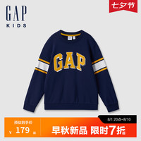 Gap【大小童同款】男童2024初秋印花logo卫衣儿童装642581 海军蓝 120cm(6-7岁) 亚洲尺码