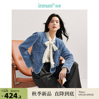 茵曼（INMAN）小香风蝴蝶纱牛仔外套2024秋季女装新款圆领金属扣显瘦上衣 牛仔蓝