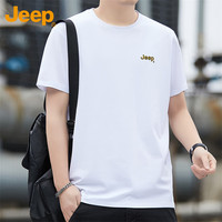 吉普（JEEP）短袖T恤男士夏季宽松潮牌凉感透气莫代尔衣服男装 白色 M 