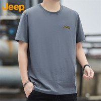 吉普（JEEP）短袖T恤男士夏季宽松潮牌凉感透气莫代尔衣服男装 灰色 XL 