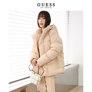 GUESS 男女同款无衔缝保暖时尚连帽羽绒服-ML4W5883 BLK-黑色 XS