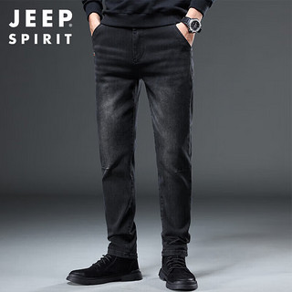 JEEP SPIRIT吉普牛仔裤男修身春夏季韩版裤子男士微弹小脚裤 黑色 29 