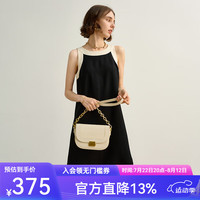 法曼萱醋酸黑色连衣裙女小个子直筒休闲背心裙子 静谧黑 160/84A/S