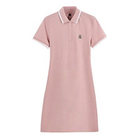 保罗彼得 PAULO PEDRO 女子显瘦刺绣修身纯棉A字POLO连衣裙 TECB94321 粉红色 TECB94321 XL 125-135斤