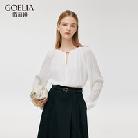 歌莉娅 GLORIA 秋季  压褶袖醋酸上衣  1C8C3I430 03W本白 S