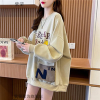 紫蒙秋季女生卫衣女外套春秋款2024宽松薄秋天上衣秋冬季衣服 绿色韩版春秋款 均码(可备注码数)