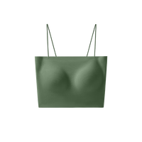 Clarkarida小吊带背心女士夏季运动美背文胸一体外穿冰丝无痕无袖内搭带胸垫 苔绿 S 80-100斤 1件装|苔绿