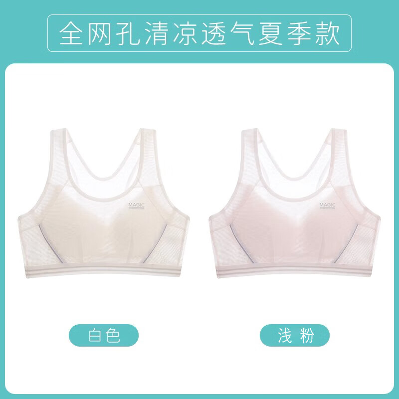 ZYZART少女文胸高中生15到18岁发育期女童内衣12-16岁初中生背心17 【夏季网孔款】白色+浅粉 2XL【适合120-135斤】