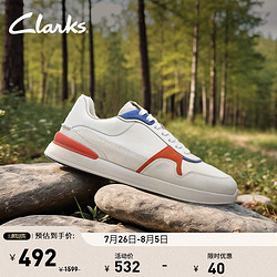 Clarks 其乐 轻跑系列男鞋春季复古潮流休闲鞋时尚舒适运动 白色/橘红色 261698117 42.5