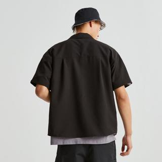 卡特彼勒 CAT春夏男士户外休闲时尚宽松凉感泡泡纱古巴领短袖衬衫