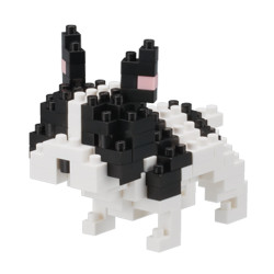 nanoblock 日本小颗粒微积木i宠物猫狗 拼装玩具桌面摆件成人礼物（花斑法国斗牛犬）
