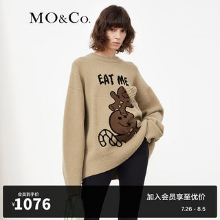 MO&Co. 摩安珂 冬季立体小帽姜饼人宽松羊毛毛衣MBA4SWT043 摩安珂 奶咖色 M/165