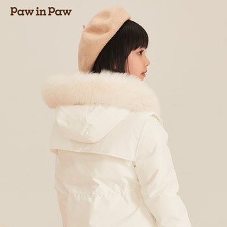 PawinPaw【90%鹅绒】卡通小熊童装24秋冬女童长款连帽羽绒服三防 Ivory象牙白/39 1