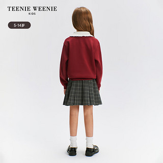 Teenie Weenie Kids小熊童装24秋女童格纹经典刺绣百褶半身裙 棕色 120cm