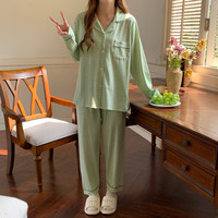 婧麒(JOYNCLEON)月子服春秋产后睡衣女春秋夏季薄款哺乳家居服可外出舒适 绿色 L码